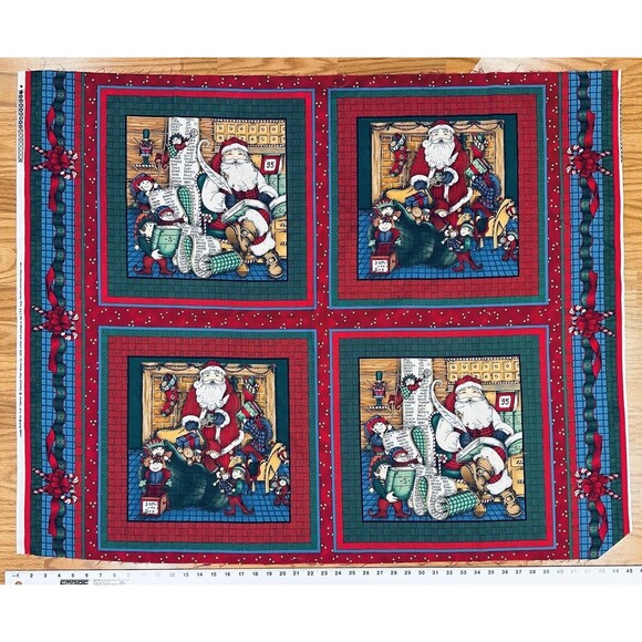 Santa Panel Christmas Panel Fabric Quilt Panel Pillow Quilt Blocks Cranston READ - Picture 1 of 6